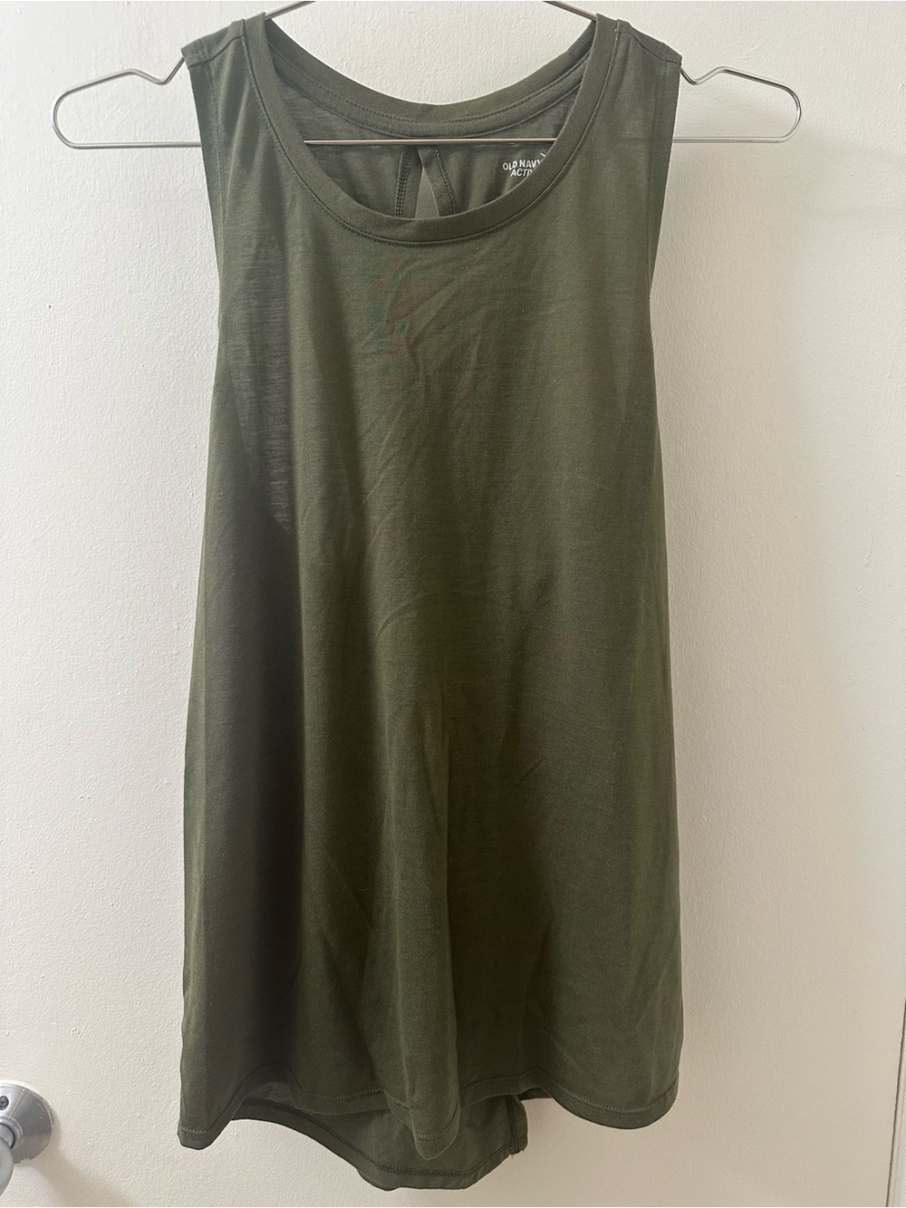 Old Navy Active Olive Green Performance Workout Tank Top, Open Back Athleisure